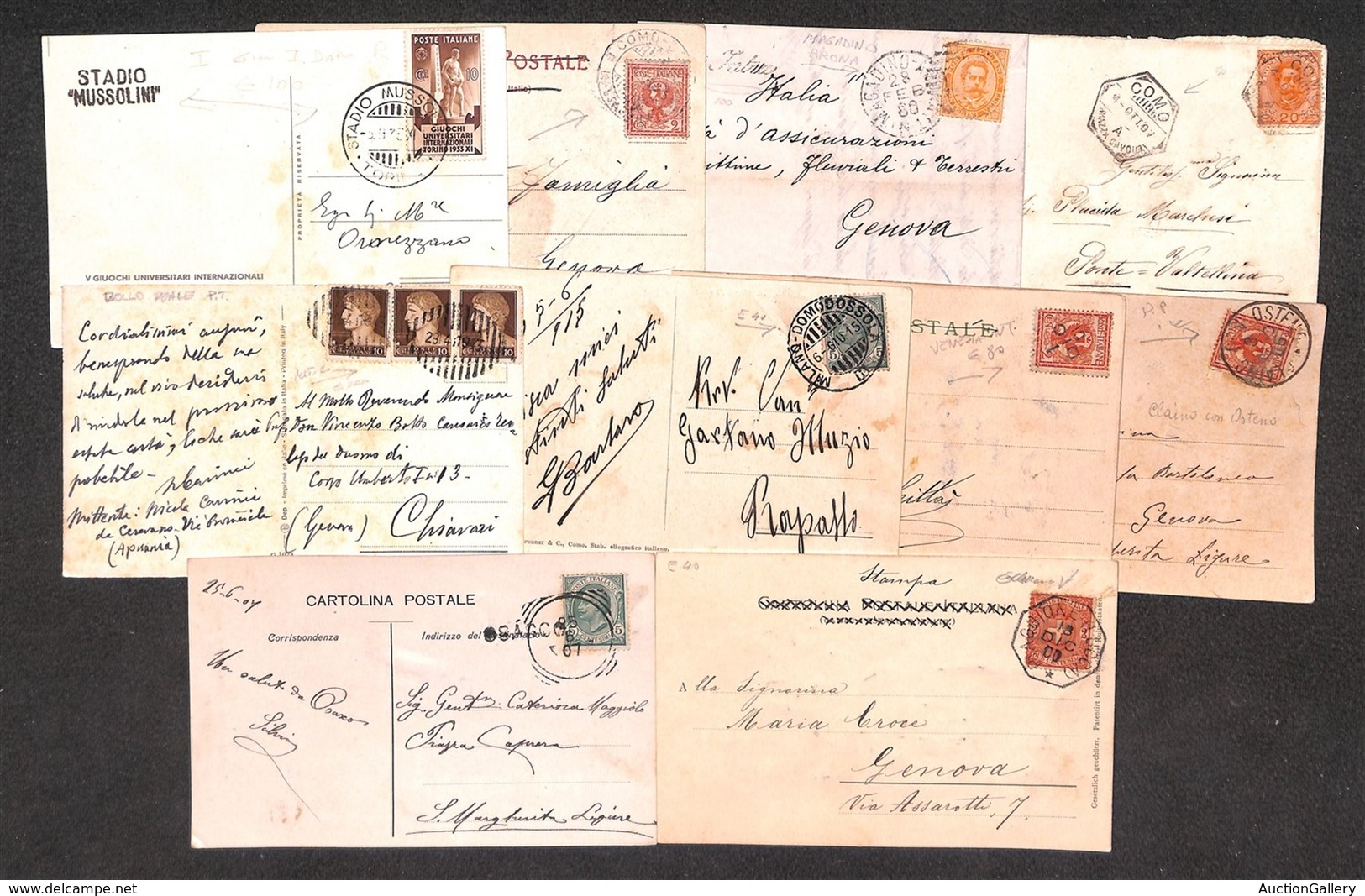 REGNO D'ITALIA - POSTA ORDINARIA - Regno - 1880/1943 - Interessante Insieme Di 8 Cartoline + 2 Bustine Con Diversi Annul - Sonstige & Ohne Zuordnung