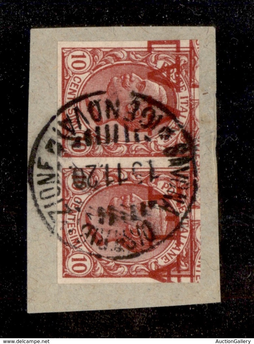 REGNO D'ITALIA - POSTA ORDINARIA - 1906 - 10 Cent Leoni (82c Varietà E) - Coppia Non Dentellata Con Doppia Stampa (dirit - Autres & Non Classés