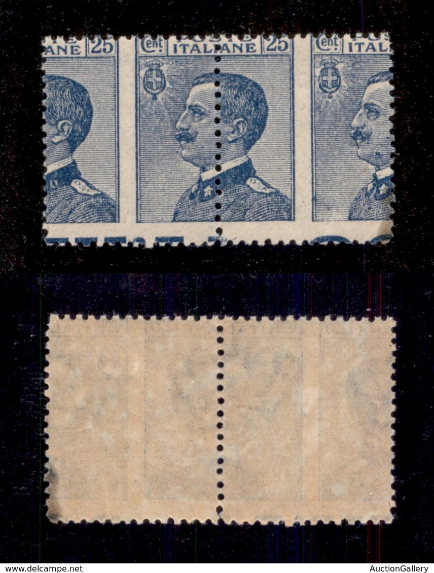 REGNO D'ITALIA - POSTA ORDINARIA - 1908 - 25 Cent Michetti (83 Varietà) - Coppia Con Dentellature Verticali Spostate Al  - Autres & Non Classés