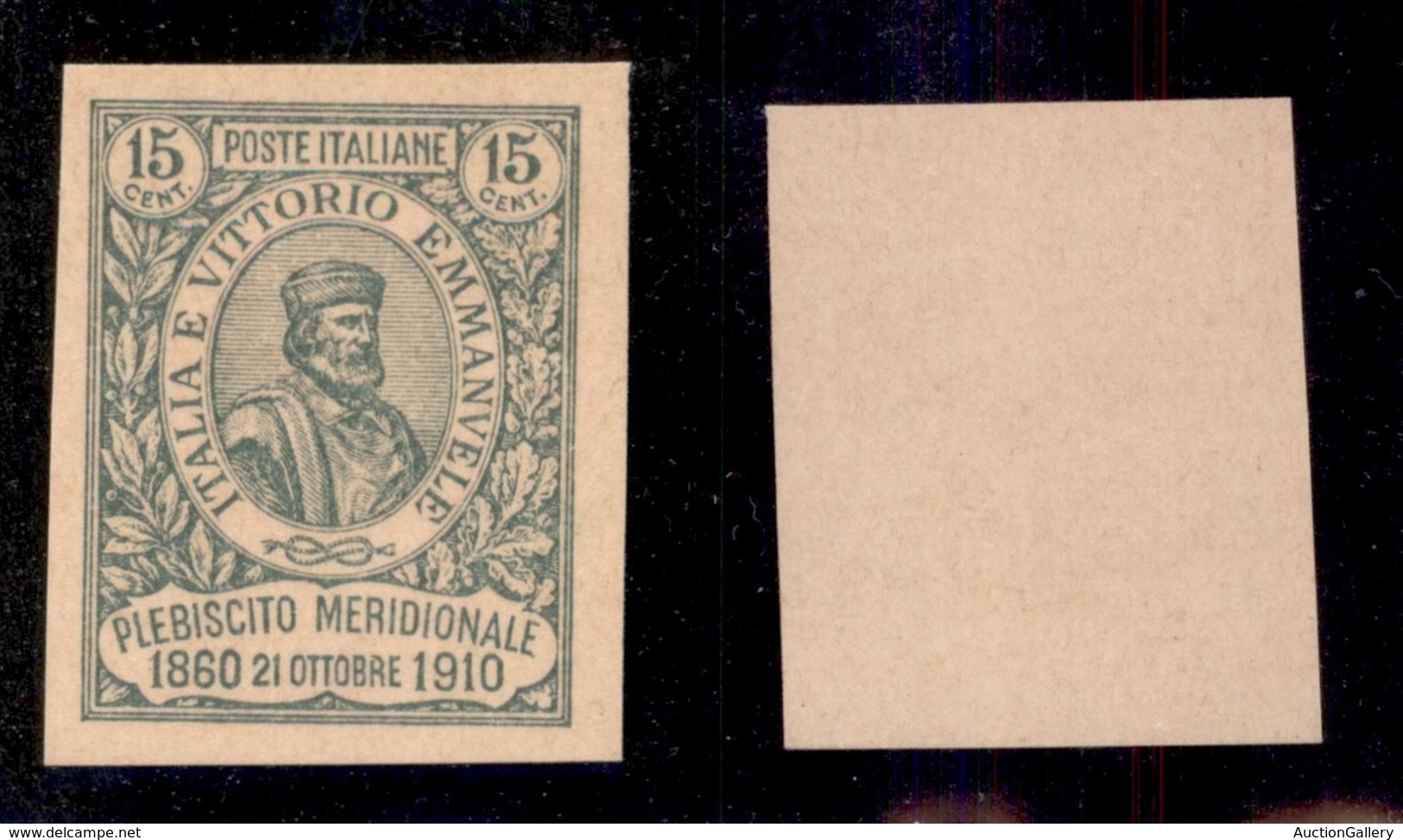 REGNO D'ITALIA - POSTA ORDINARIA - 1910 - Prova Di Macchina - 15 Cent Garibaldi (90) Non Dentellato In Verde Su Cartonci - Sonstige & Ohne Zuordnung