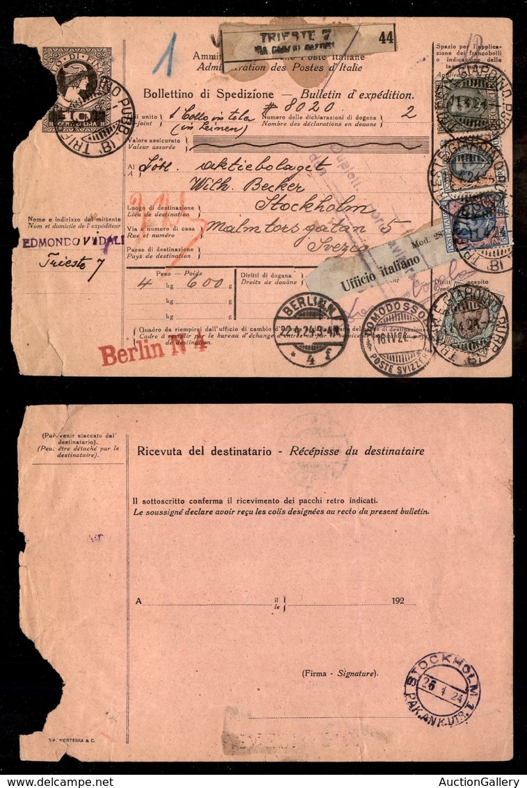 REGNO D'ITALIA - POSTA ORDINARIA - 10 Lire Floreale (91) + Complementari (77 + 78 + 150/frode Postale) - Bollettino Pacc - Autres & Non Classés