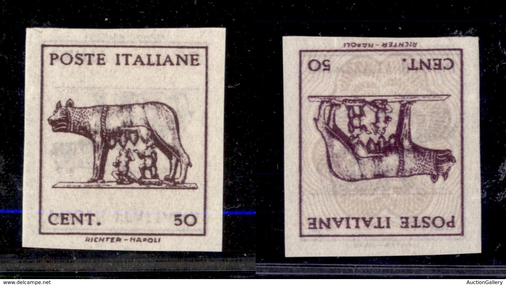 REGNO D'ITALIA - LUOGOTENENZA - 1944 - 50 Cent (515An) Con Stampa Recto Verso (capovolta) Non Dentellato (180) - Sonstige & Ohne Zuordnung