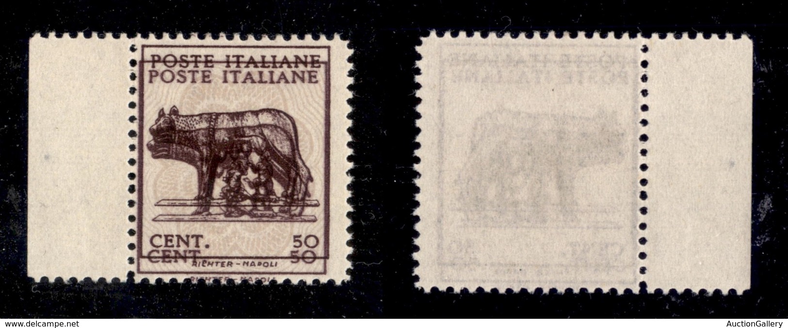 REGNO D'ITALIA - LUOGOTENENZA - 1944 - 50 Cent (515Ao) Con Doppia Stampa (120) - Sonstige & Ohne Zuordnung