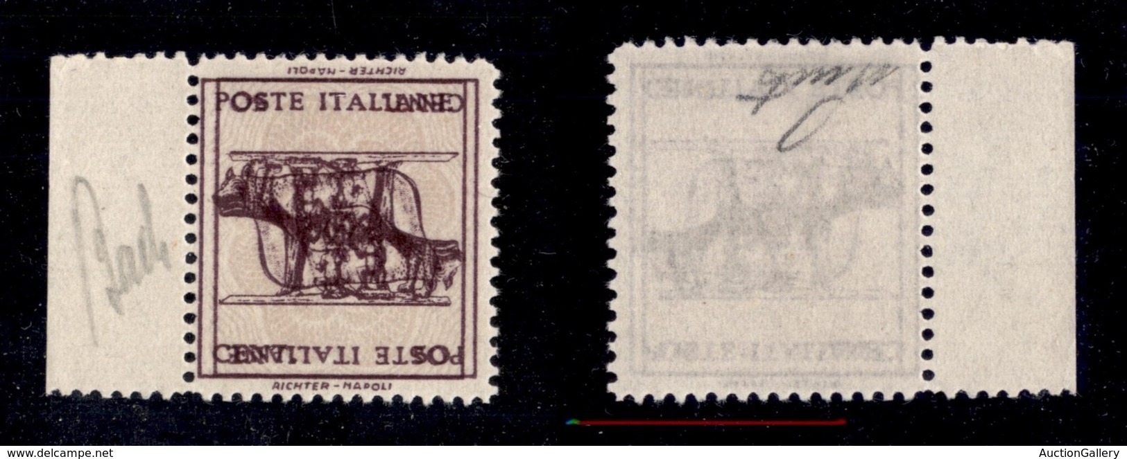 REGNO D'ITALIA - LUOGOTENENZA - 1944 - 50 Cent (515Ap) Con Doppia Stampa/una Capovolta (280) - Sonstige & Ohne Zuordnung