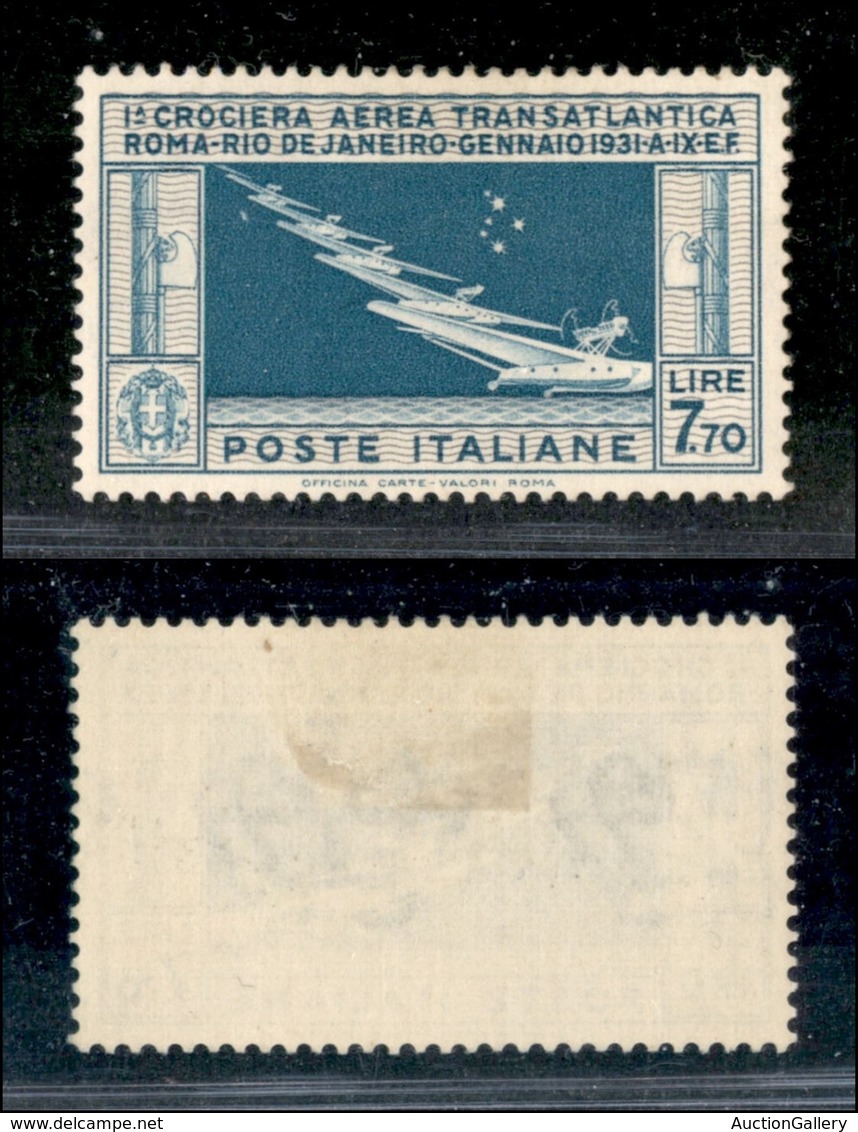 REGNO D'ITALIA - POSTA AEREA - 1930 - 7,70 Lire Balbo (25 - Aerea) - Gomma Originale (550) - Sonstige & Ohne Zuordnung