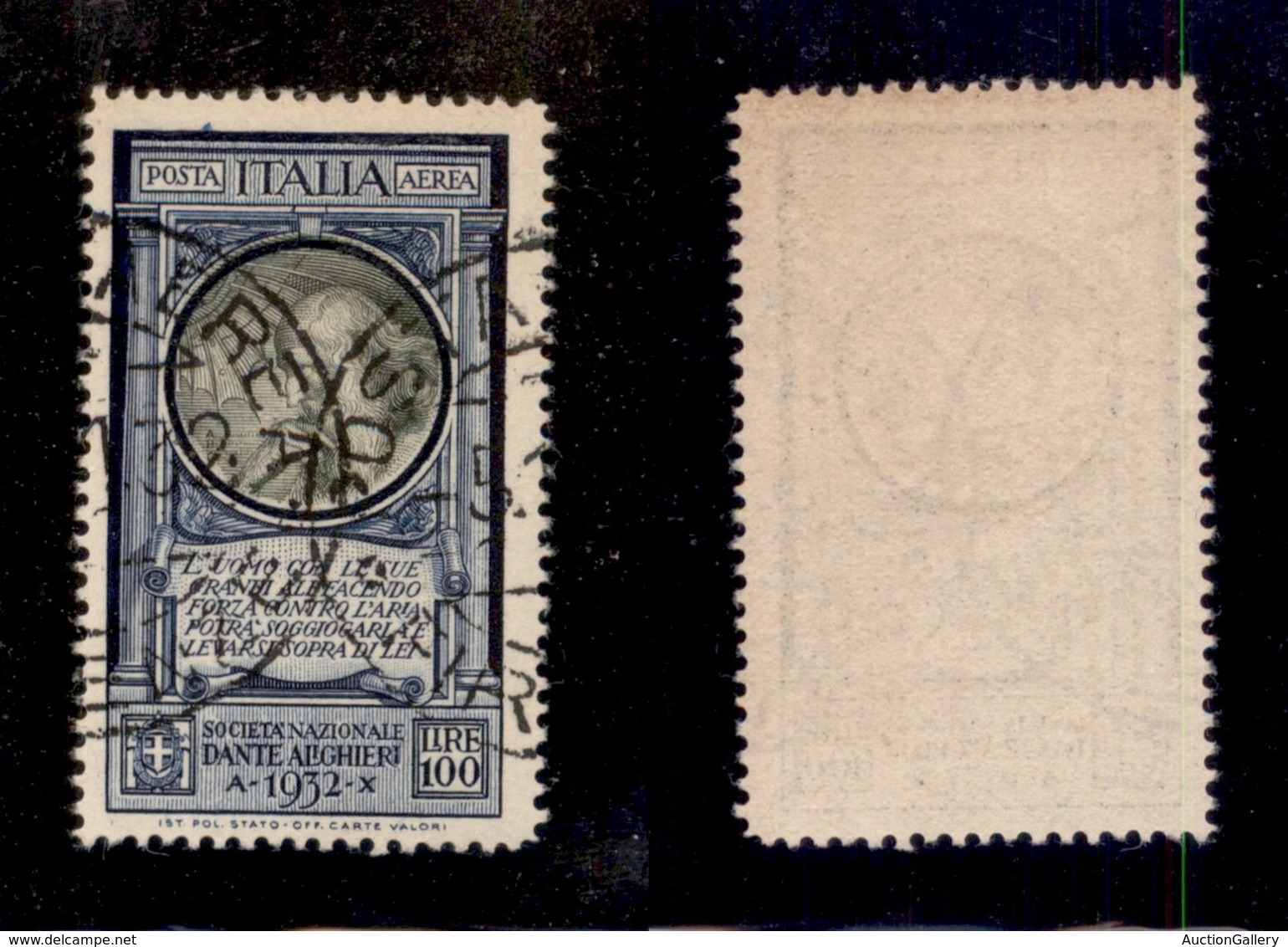 REGNO D'ITALIA - POSTA AEREA - 1932 - 100 Lire Leonardo (41) Usato - Cert. AG (1.400) - Sonstige & Ohne Zuordnung