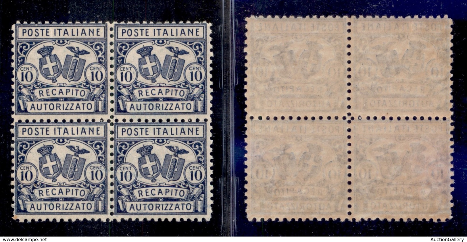 REGNO D'ITALIA - RECAPITO - 1928 - 10 Cent (1) In Quartina - Gomma Integra (600) - Sonstige & Ohne Zuordnung