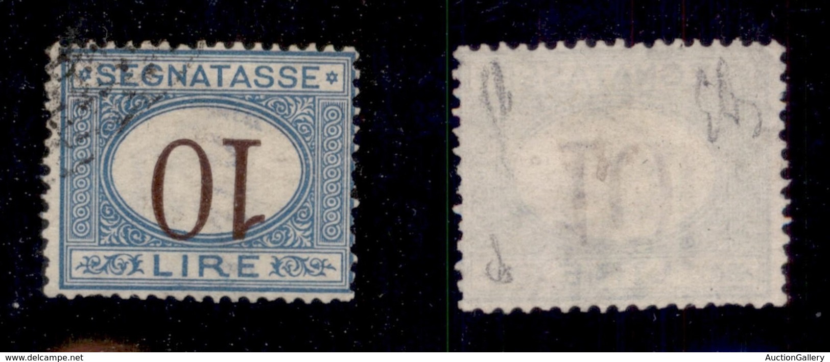 REGNO D'ITALIA - SEGNATASSE - 1874 - 10 Lire (14b) Usato - Cifre Capovolte - Emilio Diena (475) - Sonstige & Ohne Zuordnung