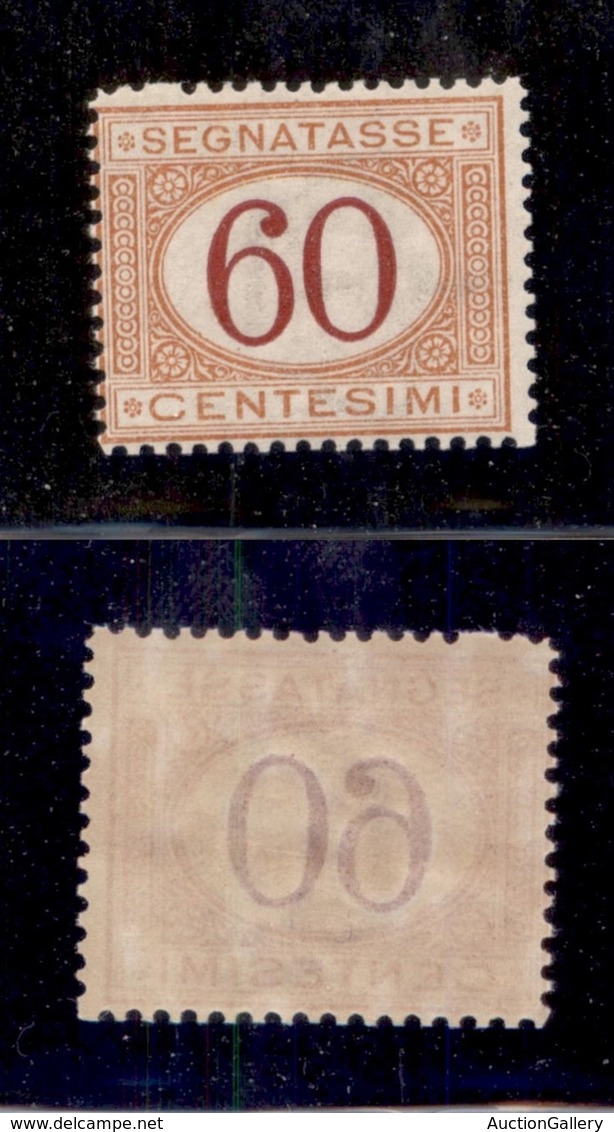 REGNO D'ITALIA - SEGNATASSE - 1890 - 60 Cent (26) - Gomma Integra (450) - Sonstige & Ohne Zuordnung