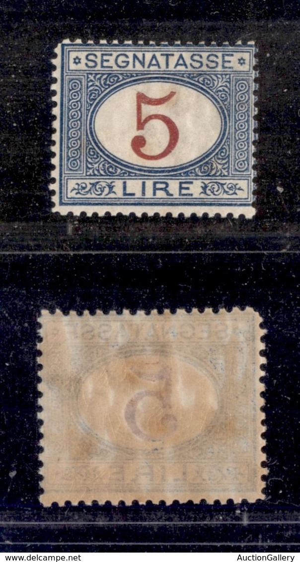 REGNO D'ITALIA - SEGNATASSE - 1903 - 5 Lire (30) - Gomma Integra (1.000) - Sonstige & Ohne Zuordnung