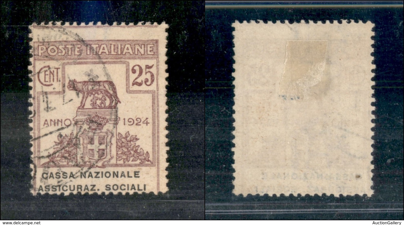 REGNO D'ITALIA - PARASTATALI - 1924 - 25 Cent Assicurazioni Sociali (26) Usato - Dentellatura Sostata - Autres & Non Classés