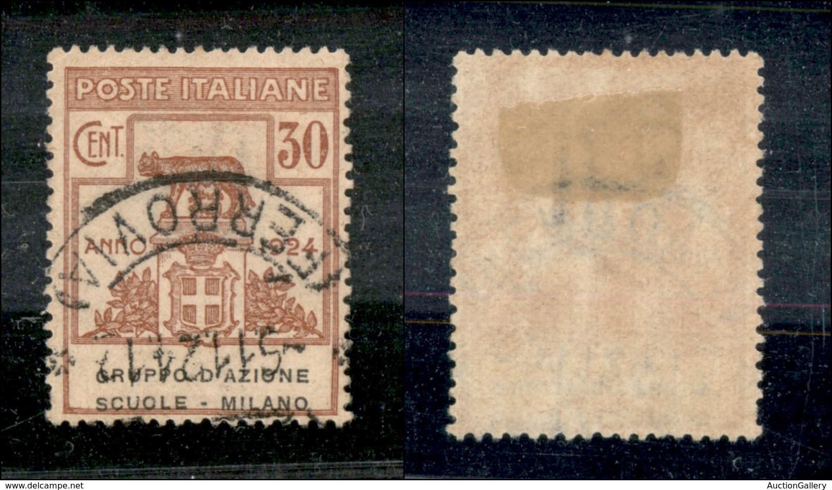 REGNO D'ITALIA - PARASTATALI - 1924 - 30 Cent Scuole Milano (40) Usato - Diciture In Basso (280) - Sonstige & Ohne Zuordnung