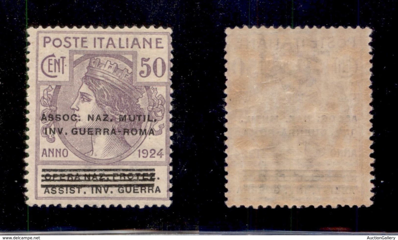 REGNO D'ITALIA - PARASTATALI - 1924 - 50 Cent Mutil. Inv. Guerra (74aa) - Soprastampa In Alto - Gomma Originale (400) - Sonstige & Ohne Zuordnung