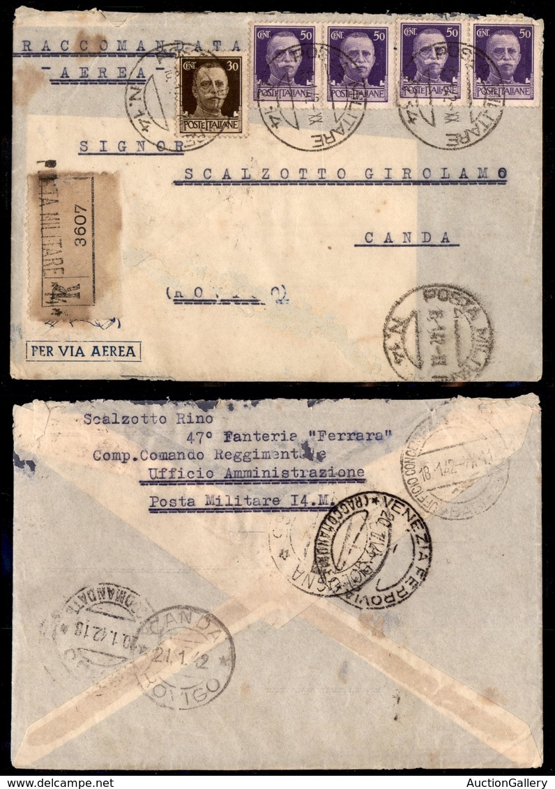 REGNO D'ITALIA - POSTA MILITARE - Posta Militare N. 14 (6.1.42) - Aerogramma Raccomandato Per Rovigo - Sonstige & Ohne Zuordnung