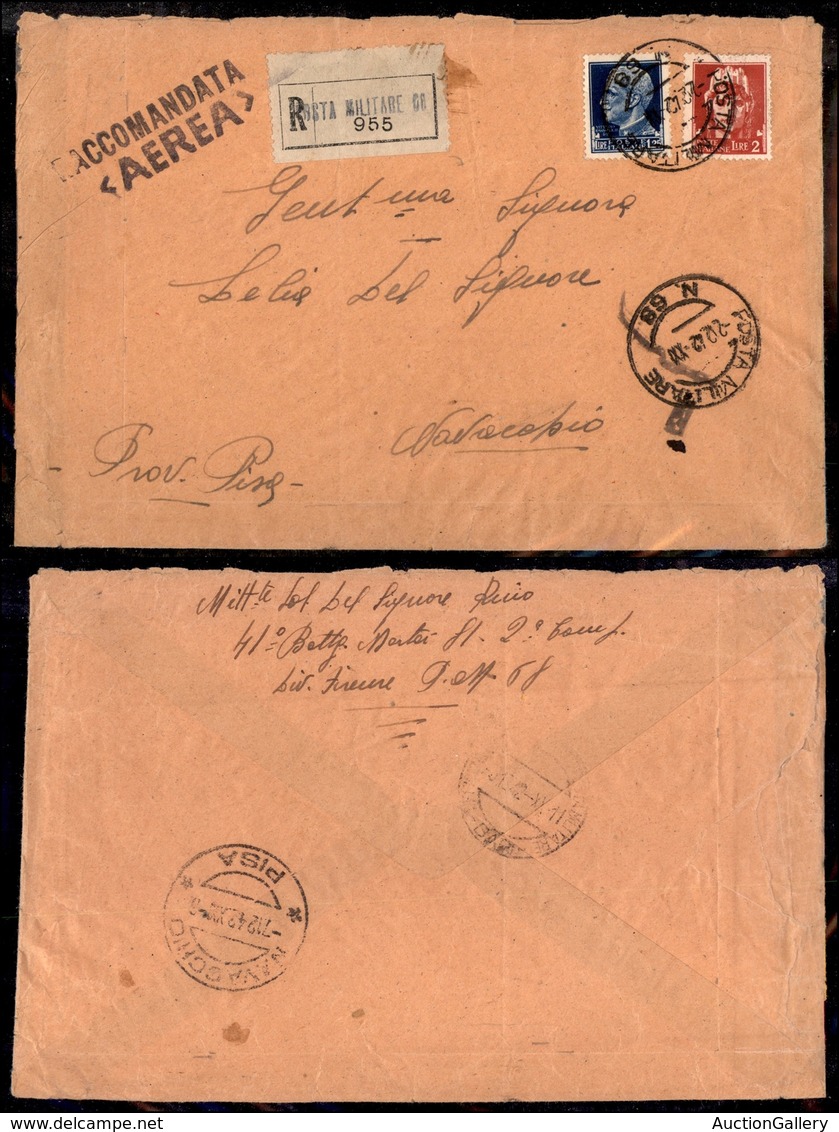 REGNO D'ITALIA - POSTA MILITARE - Posta Militare N. 68 (2.12.42) - Aerogramma Raccomandato Per Pisa - Sonstige & Ohne Zuordnung