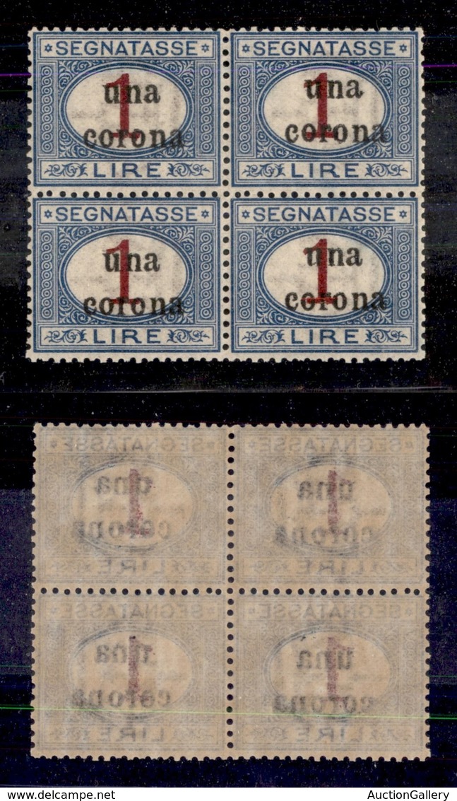 OCCUPAZIONI - TRENTO E TRIESTE - 1919 - 1 Corona Su 1 Lira (7) In Quartina - Gomma Integra (350+) - Sonstige & Ohne Zuordnung