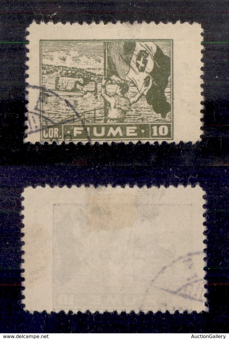 OCCUPAZIONI - FIUME - 1919 - Carta C - 10 Corone (C48kc) Usato - Dentellatura Destra Spostata (1.300) - Sonstige & Ohne Zuordnung