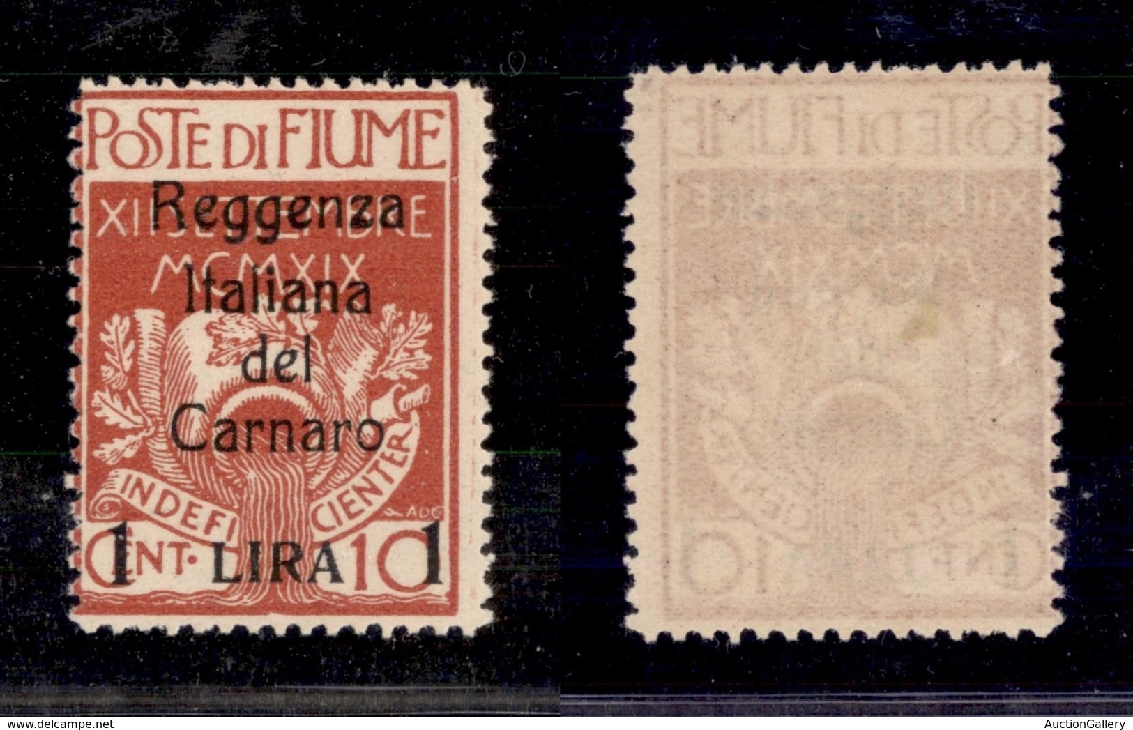 OCCUPAZIONI - FIUME - 1920 - 1 Lira Su 10 Cent (143t) Senza Emblema Al Retro - Gomma Originale (220) - Otros & Sin Clasificación