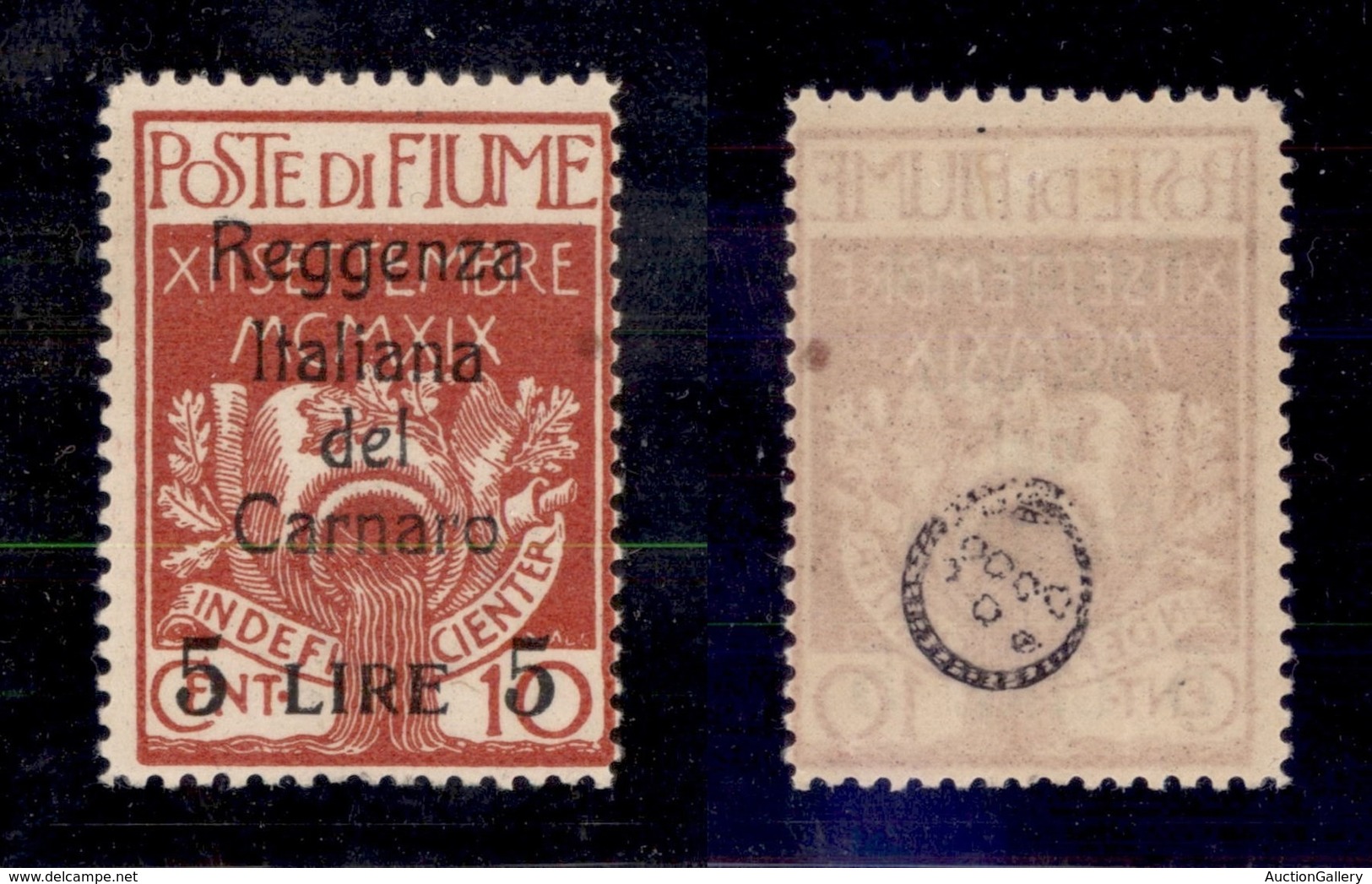 OCCUPAZIONI - FIUME - 1920 - 5 Lire Su 10 Cent (145) - Gomma Originale (300) - Autres & Non Classés
