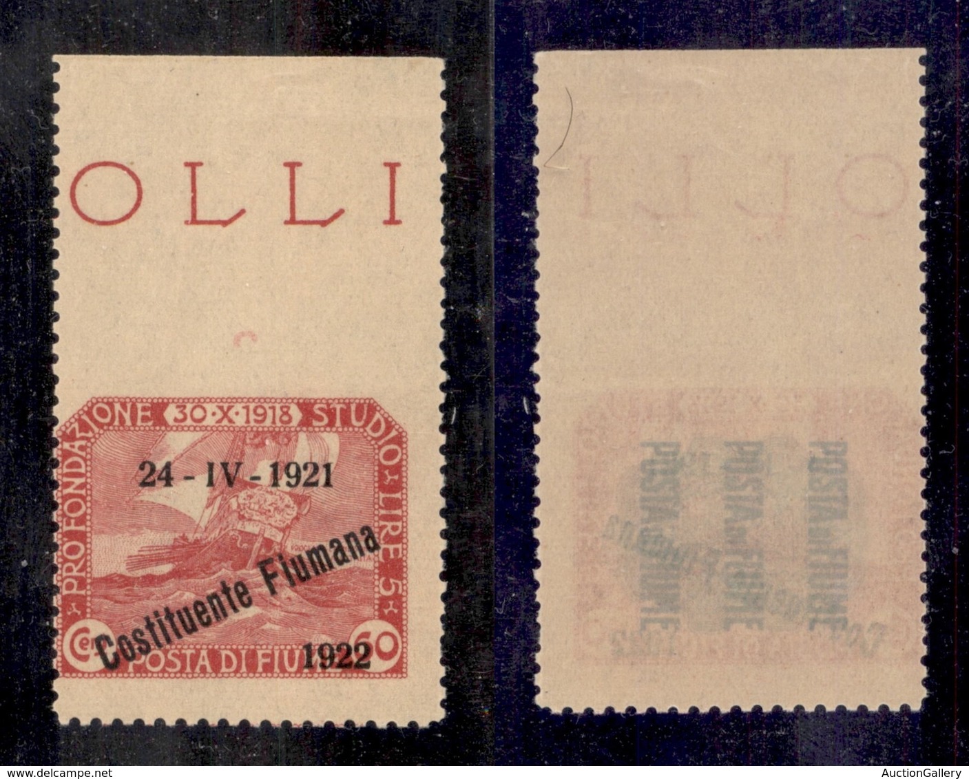 OCCUPAZIONI - FIUME - 1922 - 60 Cent (184o) Bordo Foglio - Non Dentellato In Alto - Gomma Integra (450) - Sonstige & Ohne Zuordnung