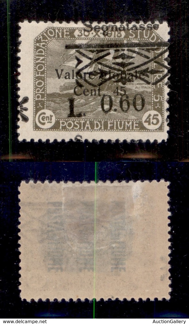 OCCUPAZIONI - FIUME - 1921 - 60 Cent Su 45 (23 Varietà U) Con Soprastampa Obliqua - Gomma Originale - Non Catalogato - Otros & Sin Clasificación