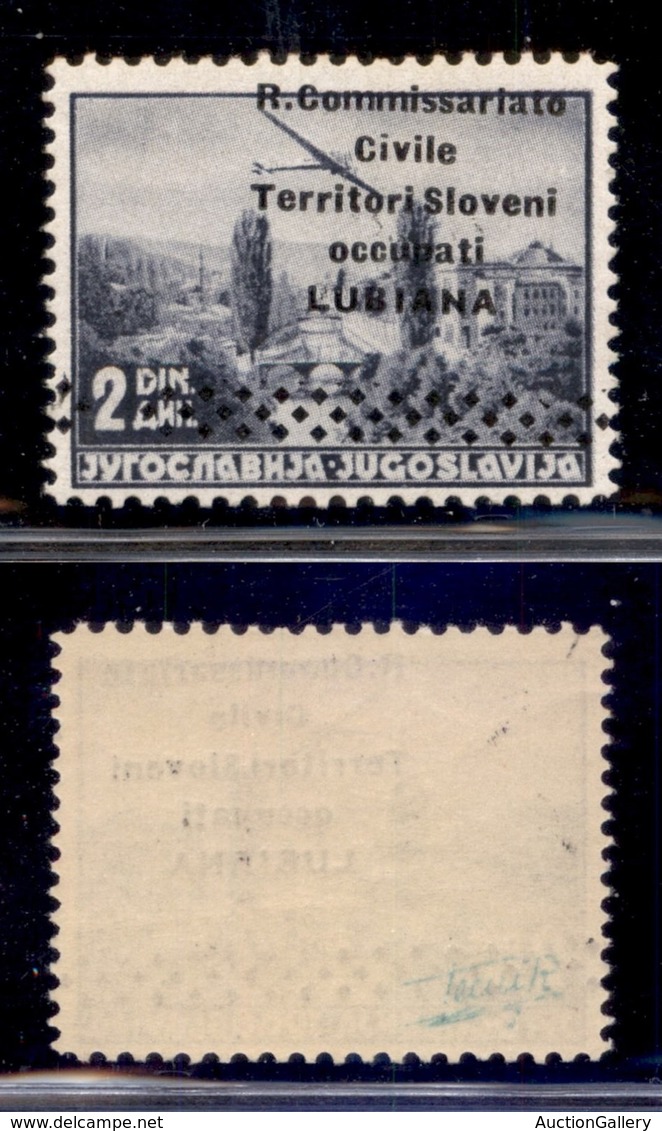 OCCUPAZIONI - LUBIANA - 1941 - 2 Din (3fd - Aerea) Con Soprastampa Obliqua - Gomma Integra (270) - Sonstige & Ohne Zuordnung