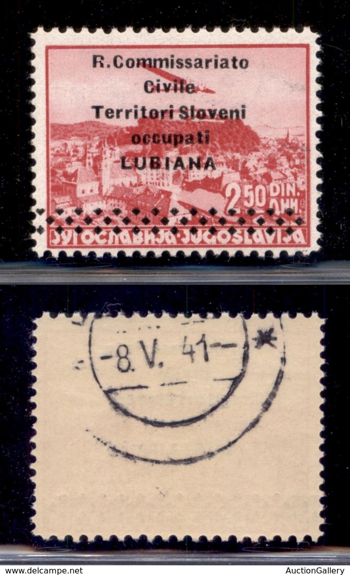 OCCUPAZIONI - LUBIANA - 1941 - 2,50 Din (4fa - Aerea) Con Soprastampa In Alto - Gomma Integra (300) - Sonstige & Ohne Zuordnung