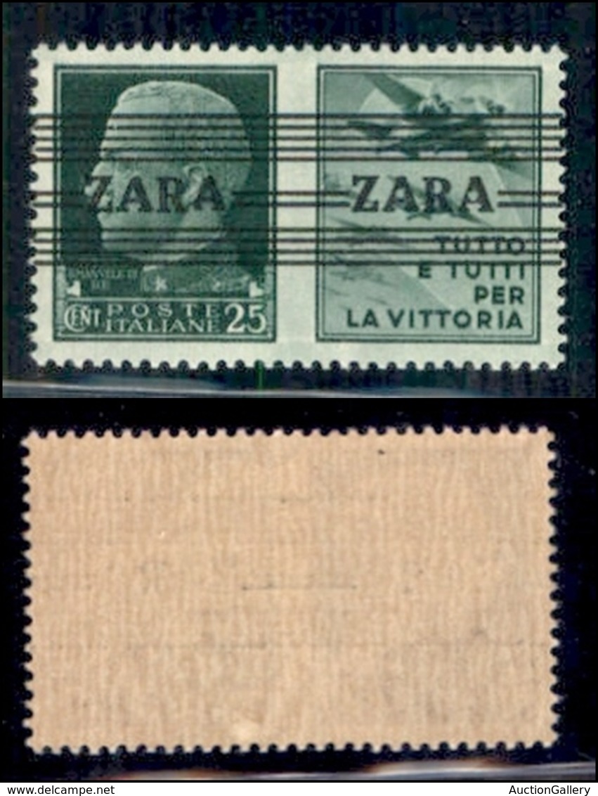 OCCUPAZIONI - ZARA  - 1943 - 25 Cent Aviazione (29 - Quinto Tipo) - A Diverse - Gomma Integra (450) - Sonstige & Ohne Zuordnung