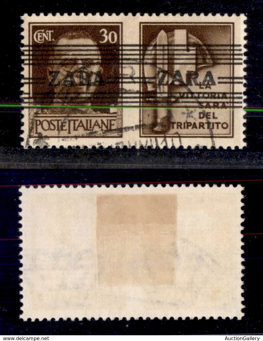 OCCUPAZIONI - ZARA  - 1943 - 30 Cent Milizia (34 - Quinto Tipo) Usato - A Larga + A Stretta - Cert. AG (400) - Sonstige & Ohne Zuordnung