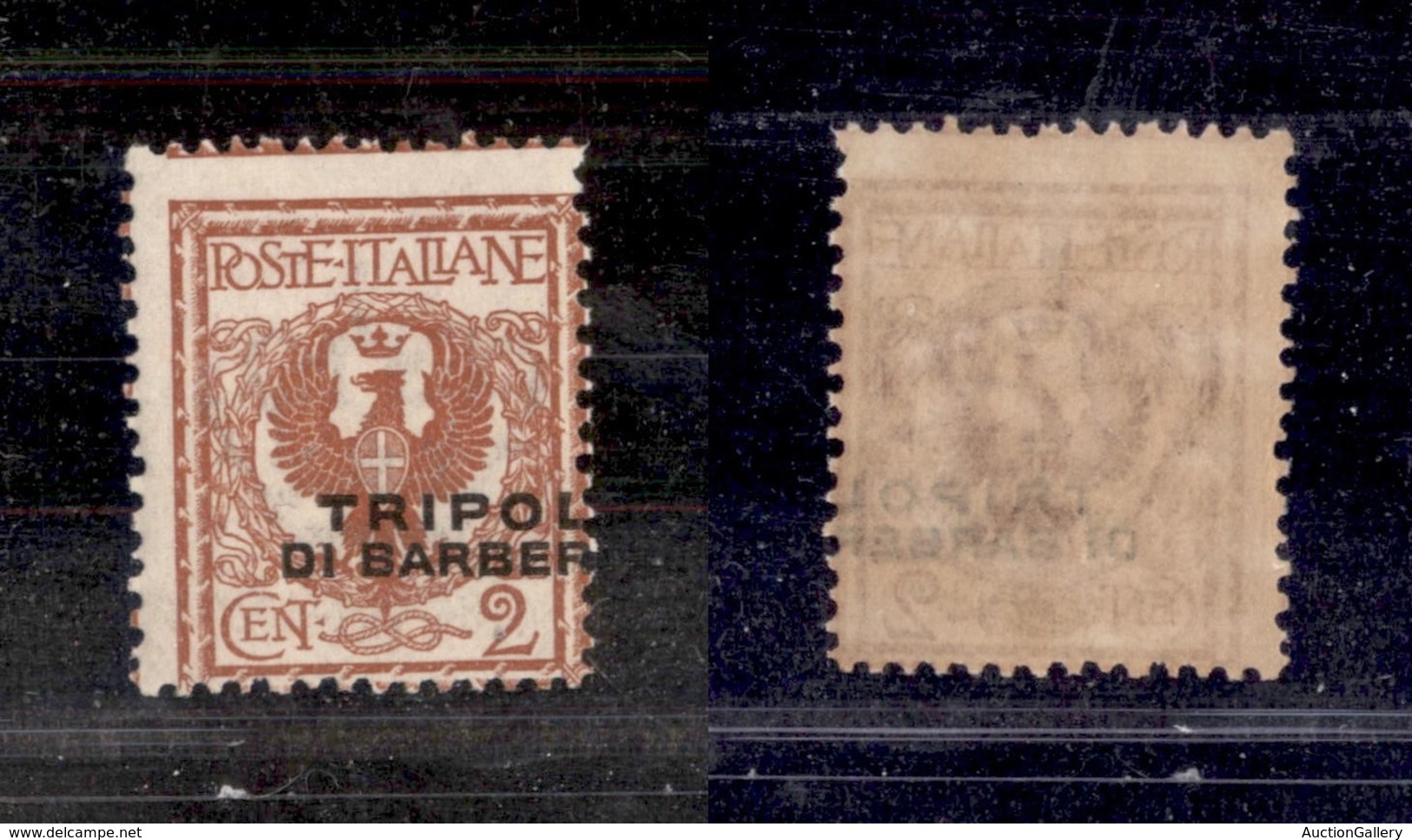 UFFICI POSTALI ALL'ESTERO - TRIPOLI DI BARBERIA - 1915 - 2 Cent (12d) - Soprastampa Spostata (a Cavallo) Parziale - Gomm - Sonstige & Ohne Zuordnung