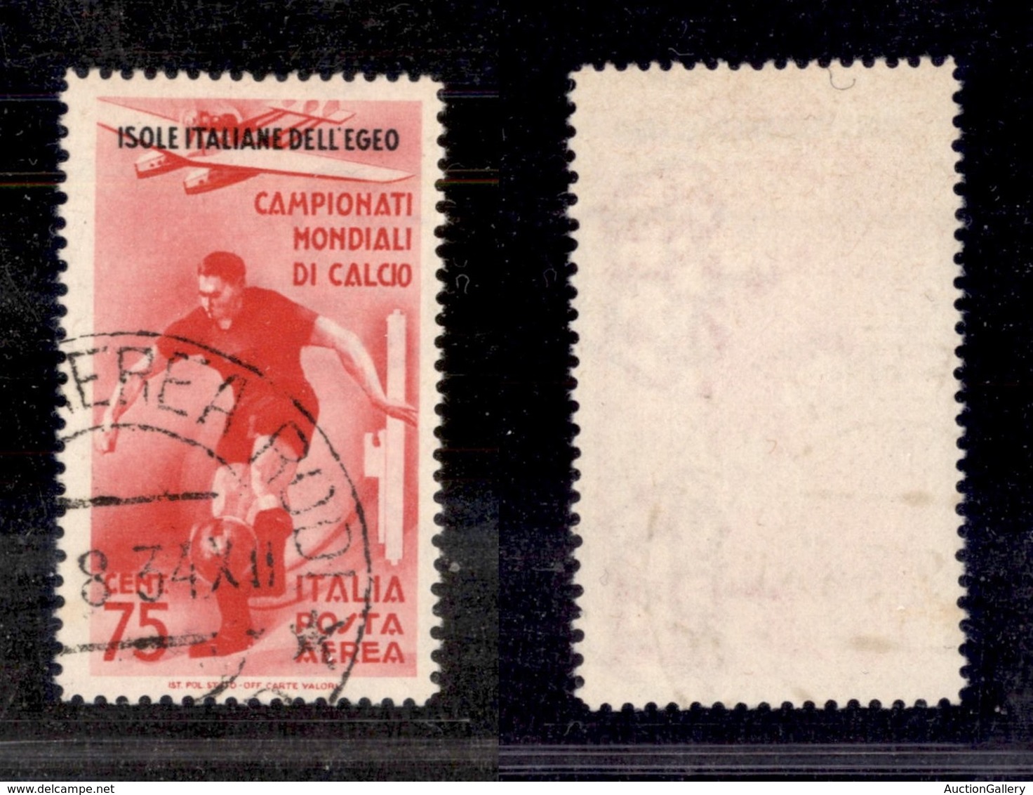 COLONIE - EGEO - 1934 - 75 Cent Calcio (35 - Aerea) Usato (110) - Sonstige & Ohne Zuordnung