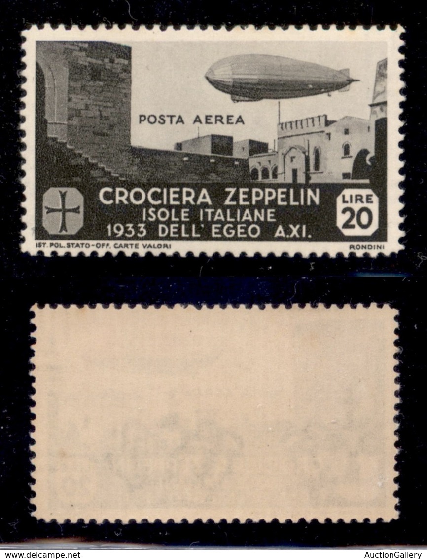 COLONIE - EGEO - 1933 - 20 Lire Zeppelin (27) - Gomma Integra (450) - Autres & Non Classés