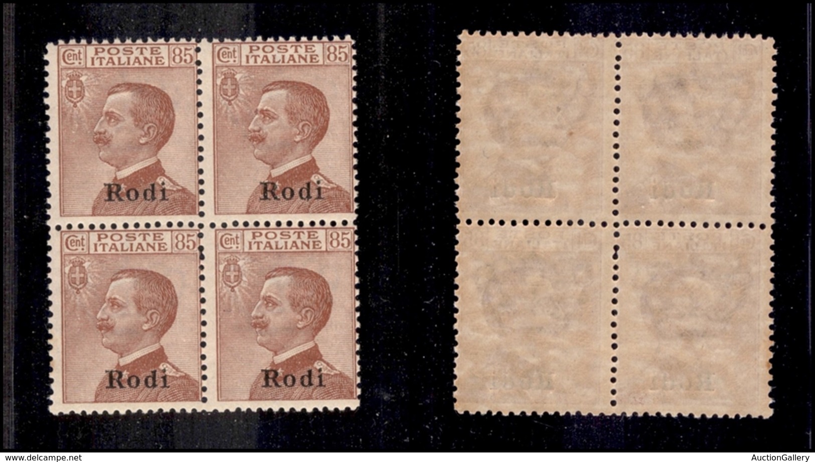 COLONIE - ISOLE DELL’EGEO-RODI - 1922 - 85 Cent (13) In Quartina - Gomma Integra (1.300+) - Autres & Non Classés