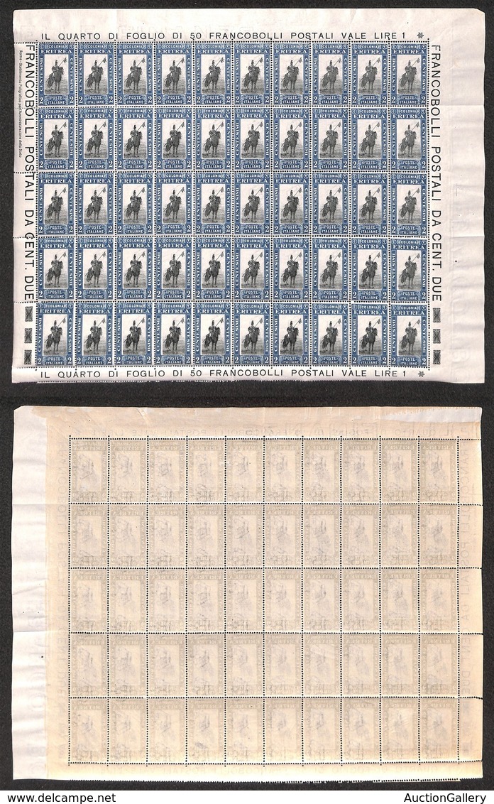 COLONIE - ERITREA - 1930 - 2 Cent Soggetti Africani (155) - Intero Foglio Di 50 - Gomma Integra (1.500+) - Autres & Non Classés