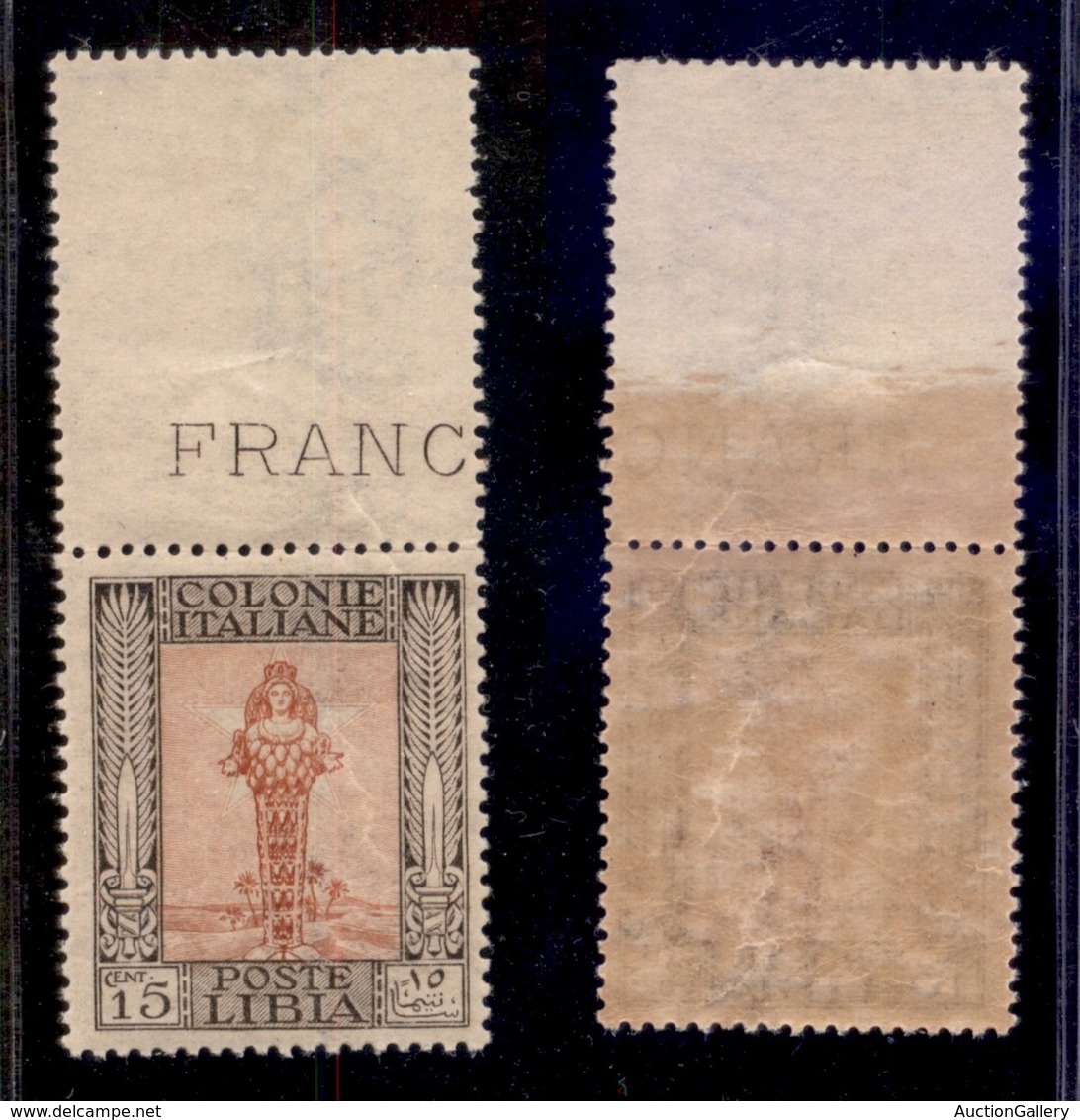 COLONIE - LIBIA - 1921 - 15 Cent (25) Bordo Foglio - Gomma Integra (500) - Sonstige & Ohne Zuordnung