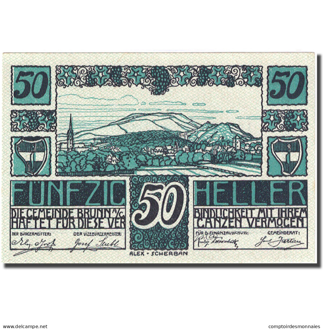 Billet, Autriche, Brunn Am Gebirge, 50 Heller, Paysage, 1920 SPL Mehl:FS 109a - Autriche