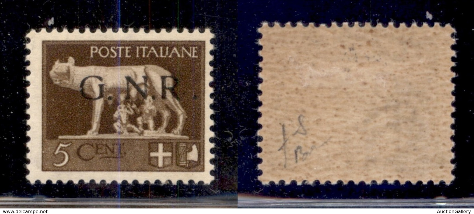 REPUBBLICA SOCIALE - 1943 - GNR Brescia - 5 Cent (470/I L) - R Accostato A N - Gomma Originale - Sonstige & Ohne Zuordnung