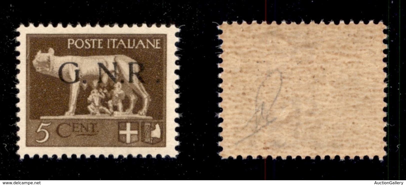 REPUBBLICA SOCIALE - 1943 - GNR Brescia - 5 Cent (470/I L) Con R Accostata A N - Gomma Integra - Cert. AG - Sonstige & Ohne Zuordnung