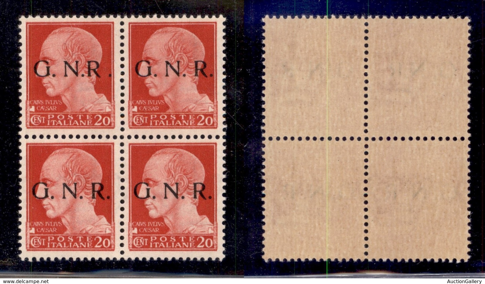 REPUBBLICA SOCIALE - 1943 - GNR Brescia - 20 Cent (473/I L + 473/I - Seconda Tiratura -  CEI 4/Ia + 4/I) In Quartina Con - Sonstige & Ohne Zuordnung
