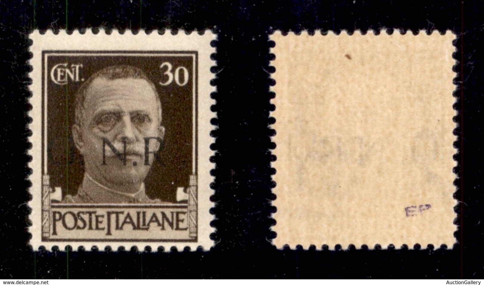 REPUBBLICA SOCIALE - 1943 - GNR Brescia - 30 Cent (475/I L) Con R Accostato A N - Gomma Integra (375) - Autres & Non Classés