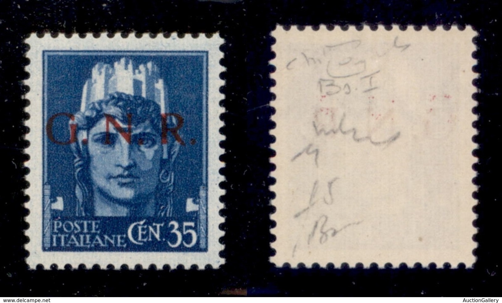 REPUBBLICA SOCIALE - 1943 - GNR Brescia - 35 Cent (476/I) - Gomma Integra - Ottimamente Centrato - Fiecchi + Chiavarello - Sonstige & Ohne Zuordnung