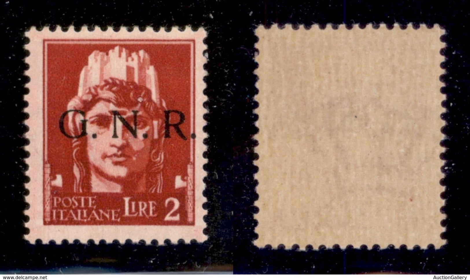 REPUBBLICA SOCIALE - 1943 - GNR Brescia - 2 Lire (482/I) - Gomma Integra - Cert. AG (400) - Sonstige & Ohne Zuordnung