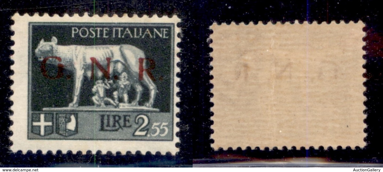 REPUBBLICA SOCIALE - 1943 - GNR Brescia - Spaziati - 2,55 Lire (483/A) - Gomma Integra - Leggera Piega Verticale Al Cent - Sonstige & Ohne Zuordnung