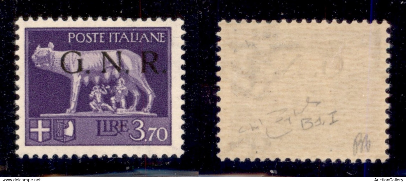 REPUBBLICA SOCIALE - 1943 - GNR Brescia - 3,70 Lire (484/I) - Gomma Originale - Raybaudi (950) - Sonstige & Ohne Zuordnung