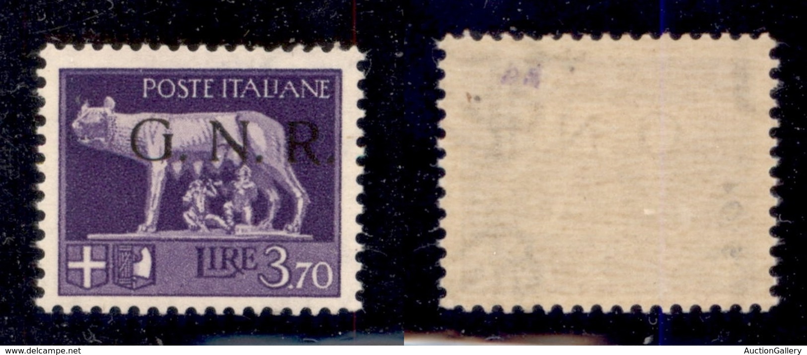 REPUBBLICA SOCIALE - 1943 - GNR Brescia - 3,70 Lire (484/I) - Gomma Integra - Cert. AG - Sonstige & Ohne Zuordnung