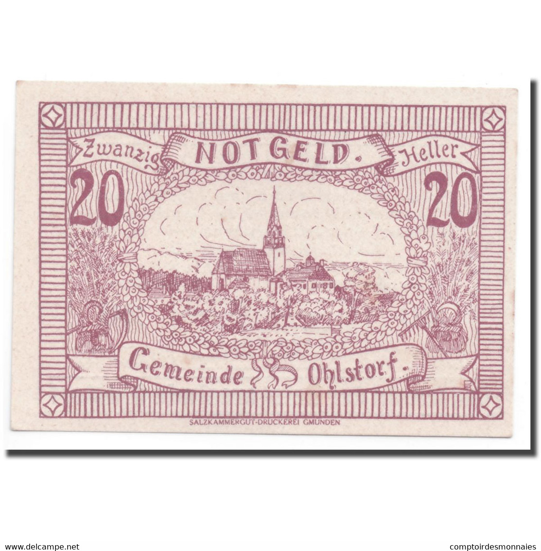 Billet, Autriche, Ohlstorf, 20 Heller, Eglise, 1920, 1920-06-01, SPL, Mehl:708f - Autriche