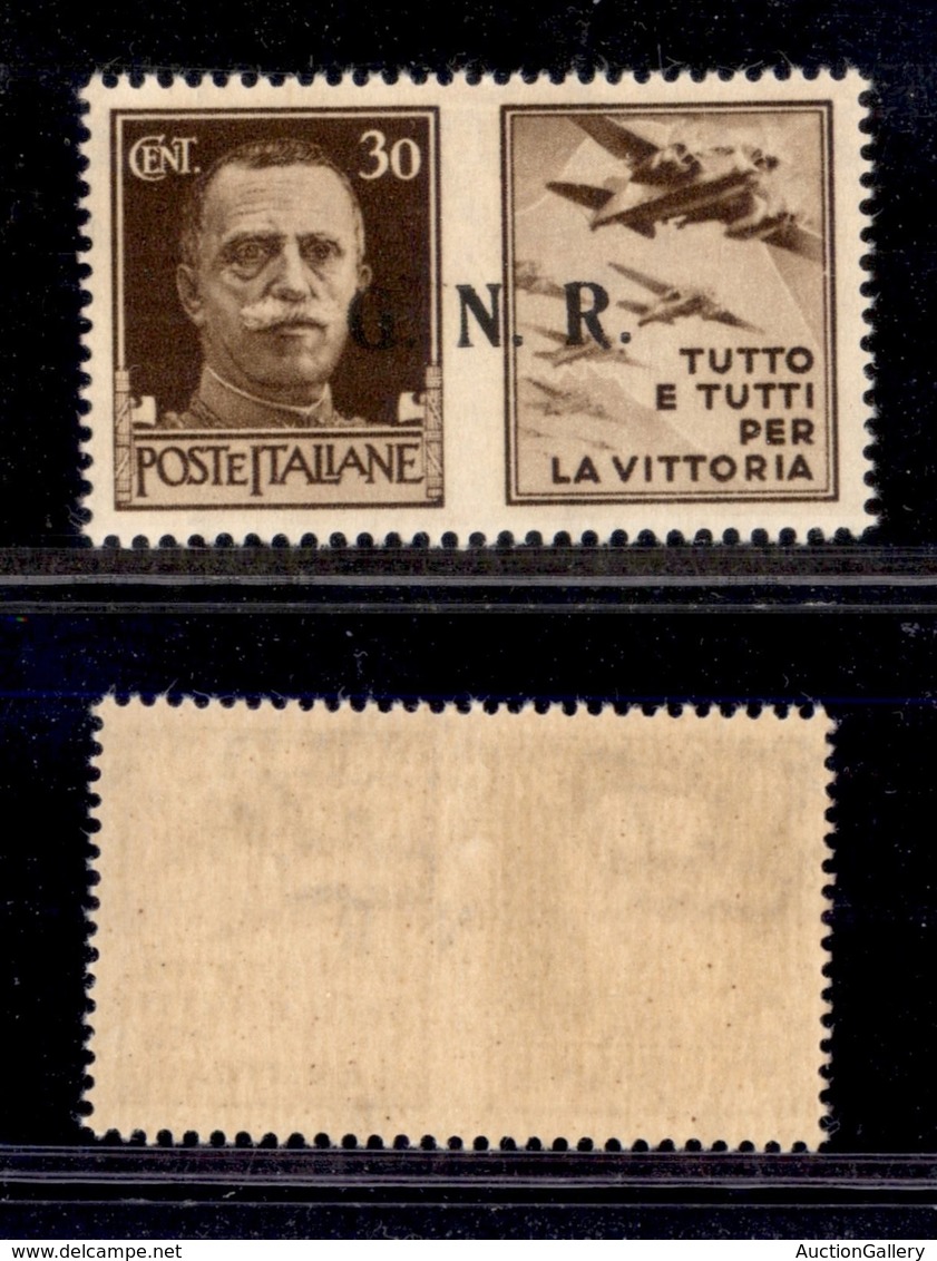 REPUBBLICA SOCIALE - 1943 - GNR Brescia - Propaganda - 30 Cent Aviazione (19/IIei) Con Punti Piccoli - Gomma Integra - Sonstige & Ohne Zuordnung