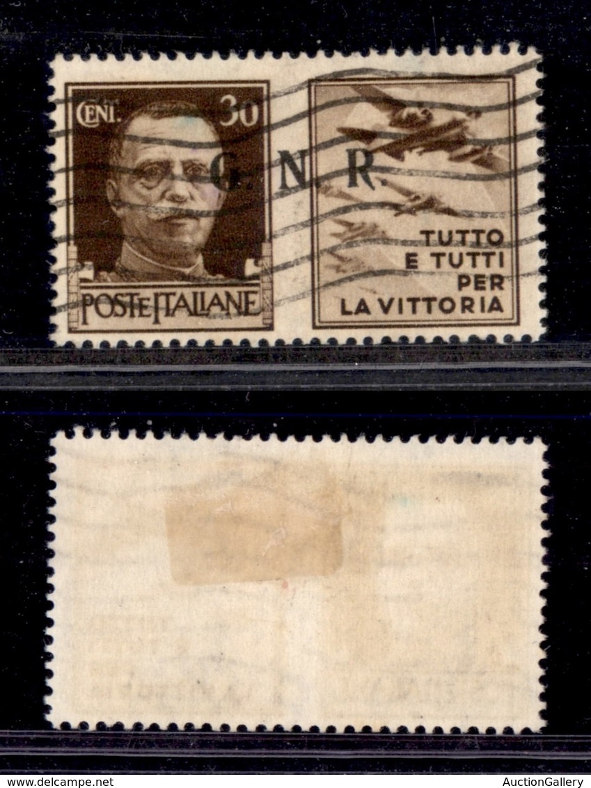 REPUBBLICA SOCIALE - 1943 - GNR Brescia - Propaganda - 30 Cent Aviazione (19/IIei) Usato - Punti Piccoli - Sonstige & Ohne Zuordnung