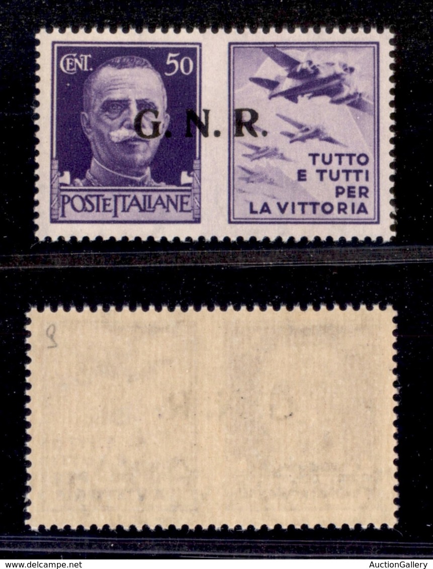 REPUBBLICA SOCIALE - 1943 - GNR Brescia - Propaganda - 50 Cent Aviazione (23/Ief) Con Punto Piccolo Dopo R (pos. 9) - Go - Sonstige & Ohne Zuordnung