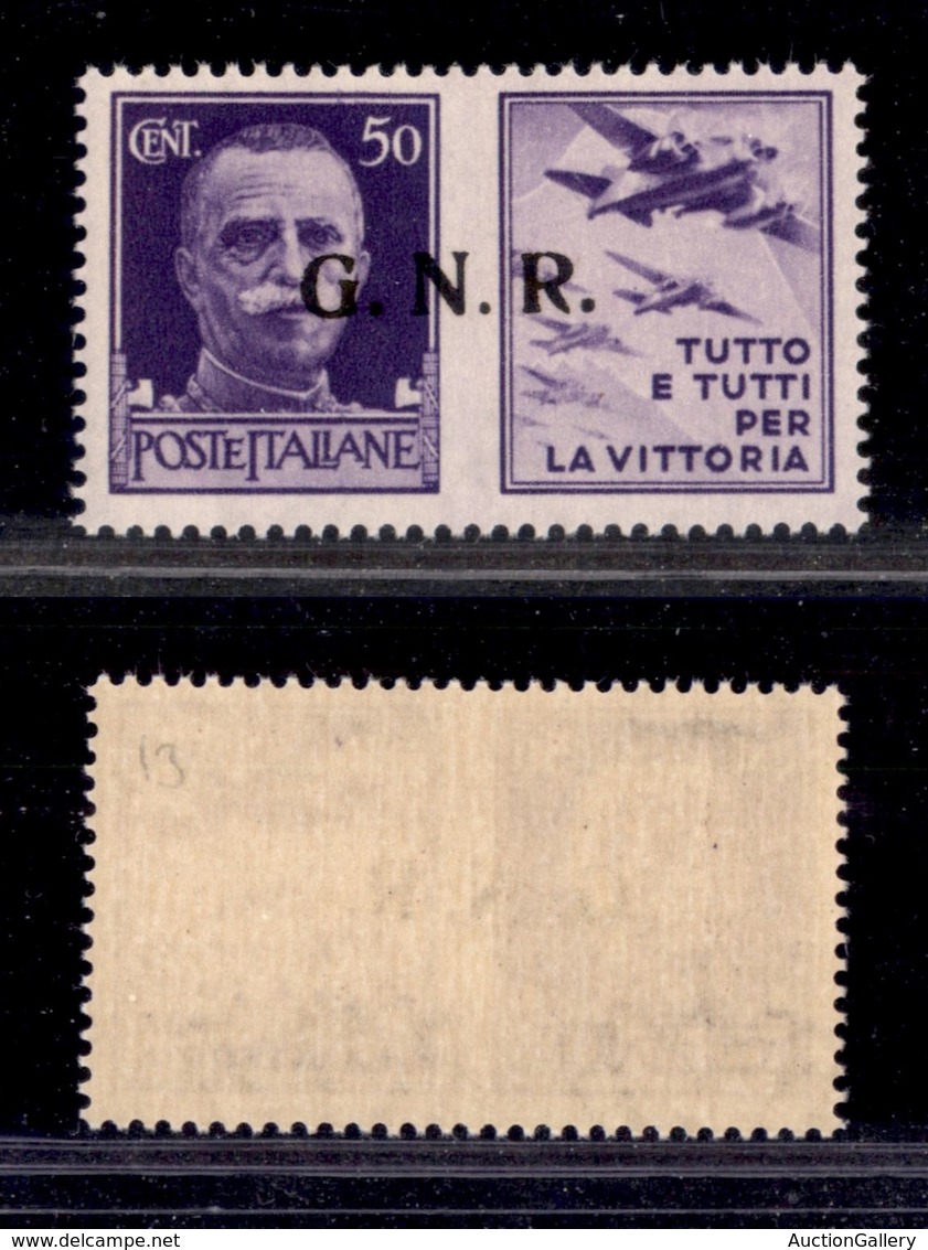 REPUBBLICA SOCIALE - 1943 - GNR Brescia - Propaganda - 50 Cent Aviazione (23/Iee) Con Punto Piccolo Dopo N (pos. 13) - G - Sonstige & Ohne Zuordnung